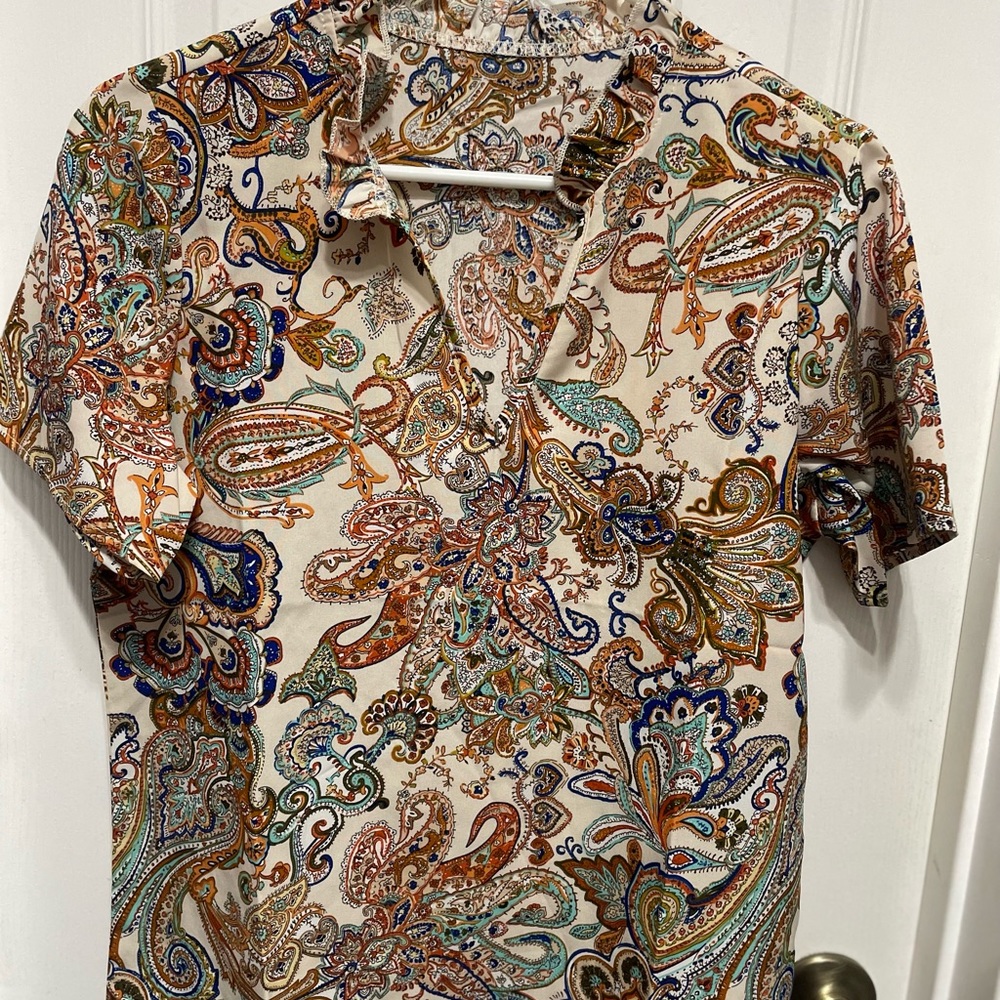 Paisley print v-neck top